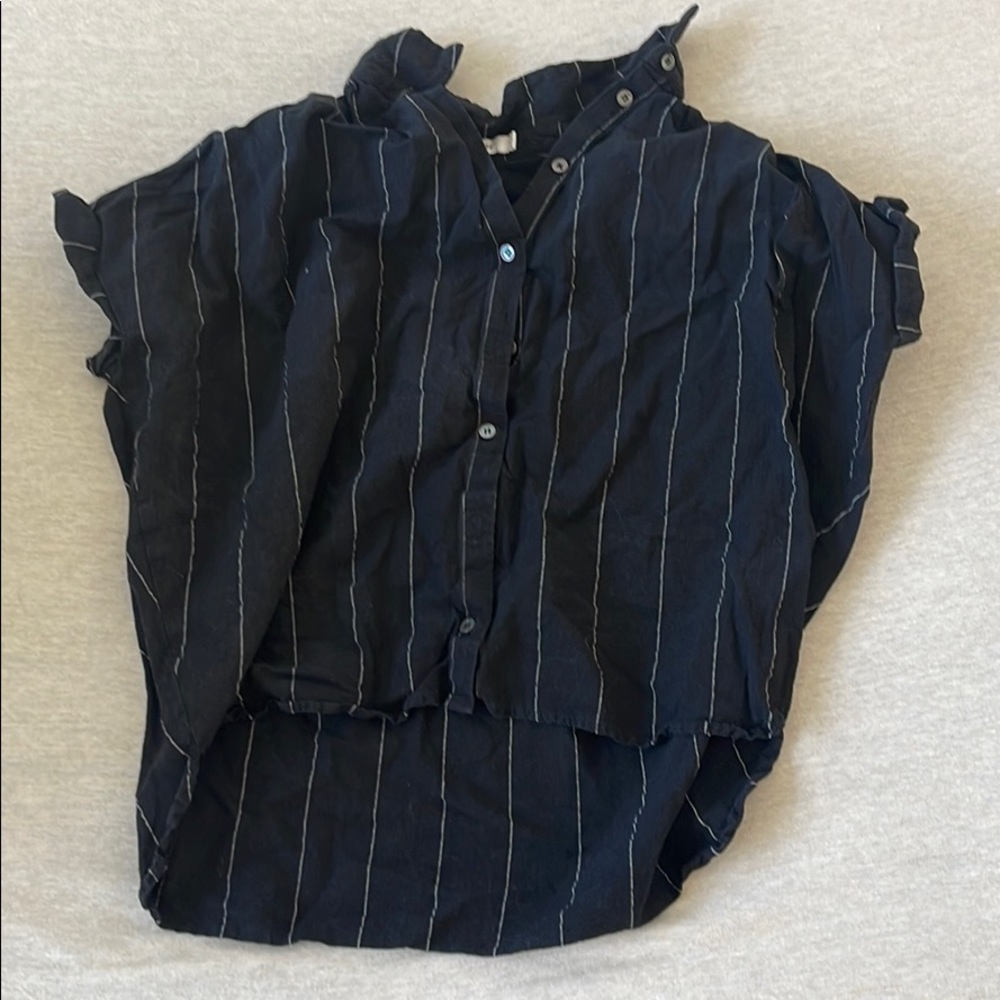 Small bohme black with white pinstripe shirt